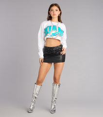 Ultra Game NFL Miami Dolphins Crop Sweatshirt