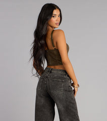 Street Siren Faux Leather Corset Top