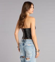 Center Of The Vibe Sequin Denim Bustier