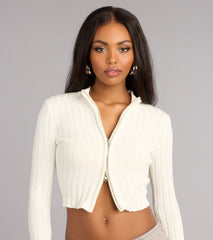 Easy Layer Zip-Up Crop Sweater