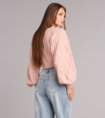 Off Duty Charm Cable Knit Crop Cardigan
