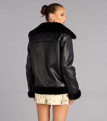 Cold Front Chic Oversized Faux Fur Moto Jacket