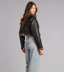 Street Queen Faux Leopard Fur Moto Jacket