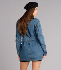 City Stroll Belted Denim Jacket