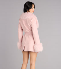 Cold Girl Couture Faux Fur Suede Trench Coat
