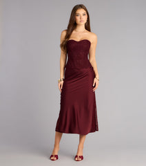 Slip Into Elegance Satin Lace Midi Skirt