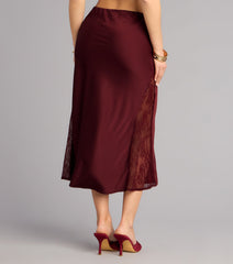 Slip Into Elegance Satin Lace Midi Skirt