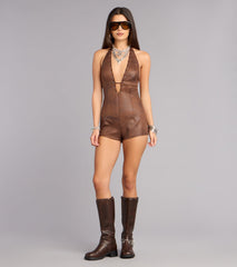 Dusty Trails Suede Halter Romper