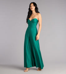 Starlit Satin Strapless Wide-Leg Jumpsuit
