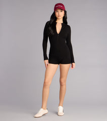 Easy Does It Ribbed Zip Up Romper