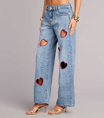 Stitched With Feeling Heart Denim Jeans