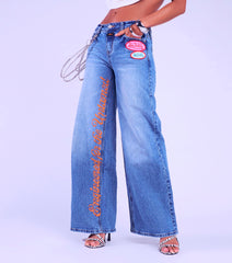 Windsor x Von Dutch Logo Mid-Rise Denim Jeans