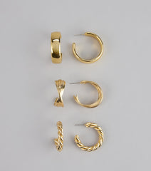 Triple The Fun Hoop Earrings Set