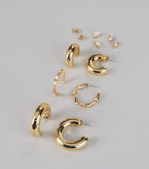 Polished Perfection Hoop And Stud Earring Set