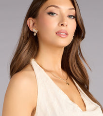 Darling Shine Bow Heart Earrings