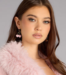 Sugar Darling Heart Cherry Earrings