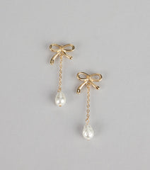Charm Me Bow Dangle Pearl Earrings