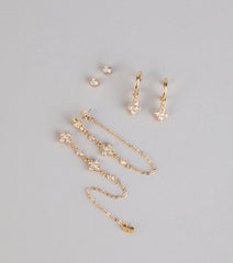 Shine On Repeat Rhinestone Three-Pack Earring Set
