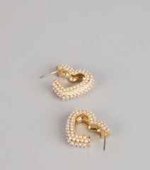 Love Notes Faux Pearl Heart Earrings