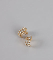 Double Glam Rhinestone Hoop Earrings