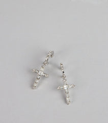 Glimmer Grace Rhinestone Cross Huggies
