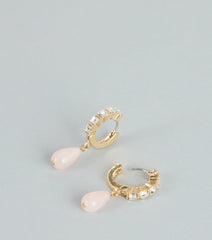 Soft Glam Sparkle Drop Huggie Earrings