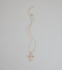 Divine Detail Faux Pearl Cross Necklace