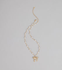 Sweet Pearl Bow Necklace