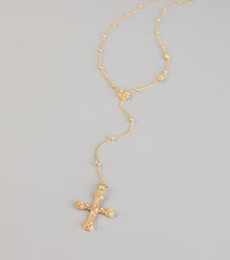Blessed And Booked Cross Lariat Necklace