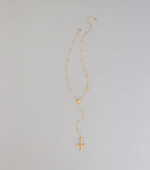 Blessed And Booked Cross Lariat Necklace