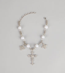 Gilded Drama Pearl Embellished Statement Necklace