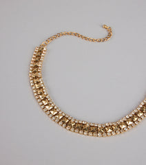 Two Times The Shine Rhinestone Stud Choker