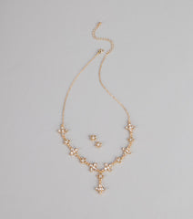 Petal Shimmer Rhinestone Jewelry Set