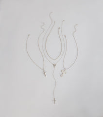 Keep It Layered Cross Charm Necklace Set