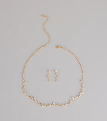 Delicate Sparkle Rhinestone Necklace And Earrings Set