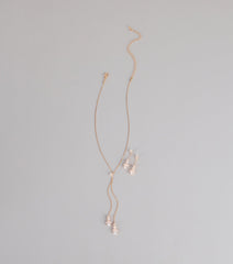 Soft Sparkle Rhinestone Lariat Necklace And Earrings Set