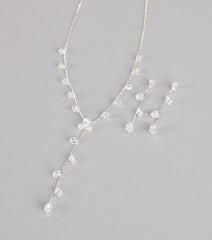 Sleek Shimmer Rhinestone Necklace And Earrings Set