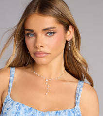 Sleek Shimmer Rhinestone Necklace And Earrings Set