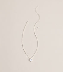 Pretty Sparkle Rhinestone Heart Necklace And Stud Earrings Set
