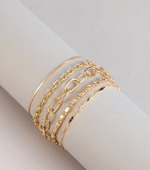 Chic Stack Mixed Chain Bracelet Set