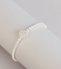 Luxe Charm Rhinestone Clover Tennis Bracelet