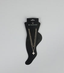Lucky Layers Rhinestone Clover Anklet