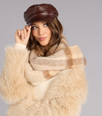 Effortless Off-Duty Faux Leather Cabby Hat