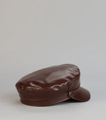 Effortless Off-Duty Faux Leather Cabby Hat