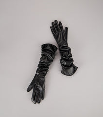 All Drama Faux Leather Opera Gloves