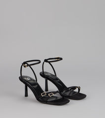 Midnight Muse Satin Buckle Heels