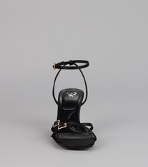 Midnight Muse Satin Buckle Heels