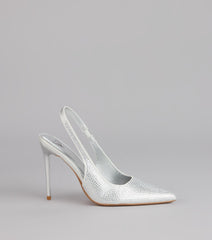 Glam Line Rhinestone Slingback Pumps