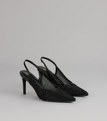 Pure Drama Mesh Stiletto Slingback Heels