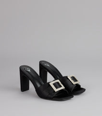 Glam Steps Rhinestone Buckle Strap Mules